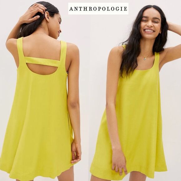 Anthropologie Maeve Lorraine Yellow Cutout Swing Mini Dress XS Summer Vacation - Picture 2 of 14